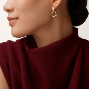 Bông Tai Cartier Love Chế Tác Hong Kong Vàng Vàng 18K Rộng 3.3mm
