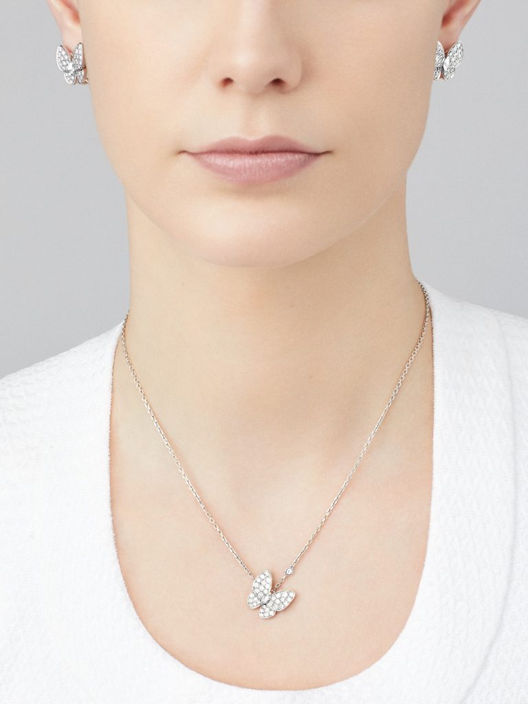 Bông Tai Van Cleef & Arpels Butterfly Vàng Trắng 18K Kim Cương Tự Nhiên (1)