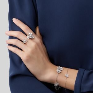 Vòng Tay Van Cleef & Arpels Frivole Mini Vàng Trắng Chế Tác