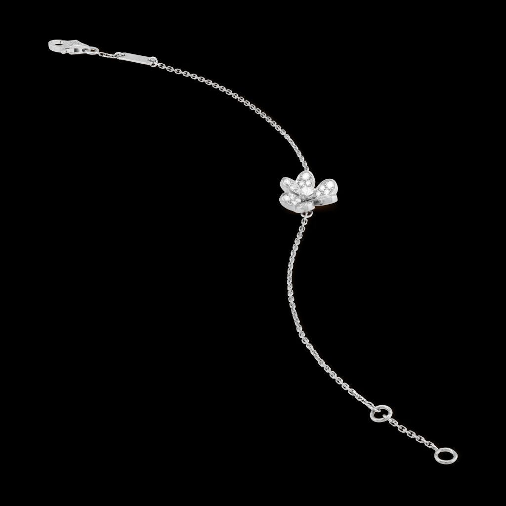 Vòng Tay Van Cleef & Arpels Frivole Mini Vàng Trắng Chế Tác 