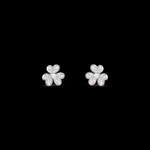 Bông Tai Van Cleef & Arpels Frivole Mini Model Vàng Trắng 18K Kim Cương