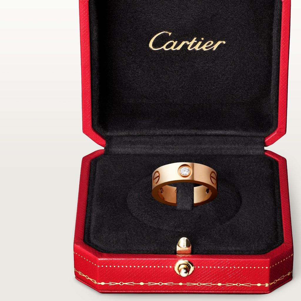 Nhẫn Cartier Love 3 Diamonds Vàng Hồng Đính Kim Cương (1)