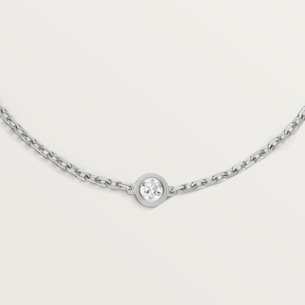 Vòng Tay Cartier D'Amour XS Mini Vàng Trắng Đính 1 Viên Kim Cương Tự Nhiên (2)