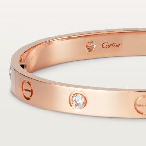 Vòng Tay Cartier Love 4 Diamonds Vàng Hồng Kim Cương Tự Nhiên Rộng 6 (1)