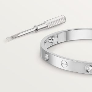 Vòng Tay Cartier Love 4 Diamonds Vàng Trắng Kim Cương Tự Nhiên (2)
