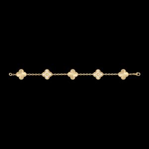 Vòng Tay Van Cleef & Arpels Alhambra Vintage Vàng 18K Kim Cương 19cm (2)