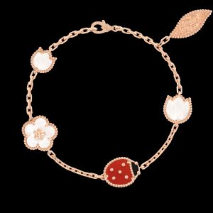 Vòng Tay Van Cleef & Arpels Lucky Spring 5 Họa Tiết Vàng Hồng 18K