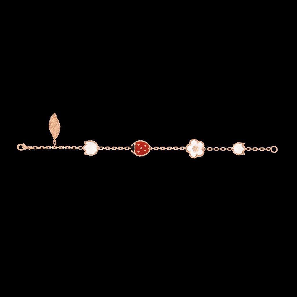 Vòng Tay Van Cleef & Arpels Lucky Spring 5 Họa Tiết Vàng Hồng 18K