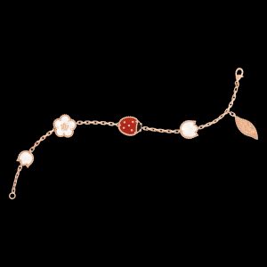 Vòng Tay Van Cleef & Arpels Lucky Spring 5 Họa Tiết Vàng Hồng 18K