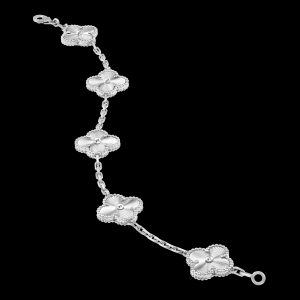 Vòng Tay Van Cleef & Arpels Vintage Alhambra Vàng Trắng Họa Tiết Guilloche (3)