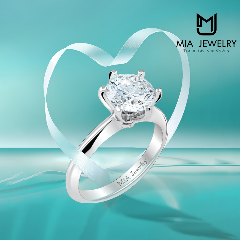 Nhẫn Nữ Chế Tác Bạch Kim PT950 Kim Cương Tổng Hợp CVD Size 13 MiA031