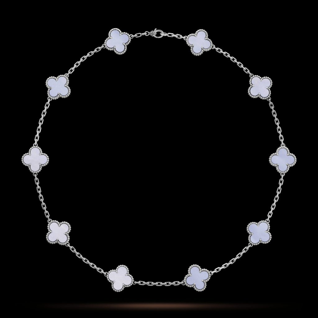Vòng Cổ Van Cleef & Arpels Alhambra Đá Mã Não 10 Họa Tiết 19cm (2)