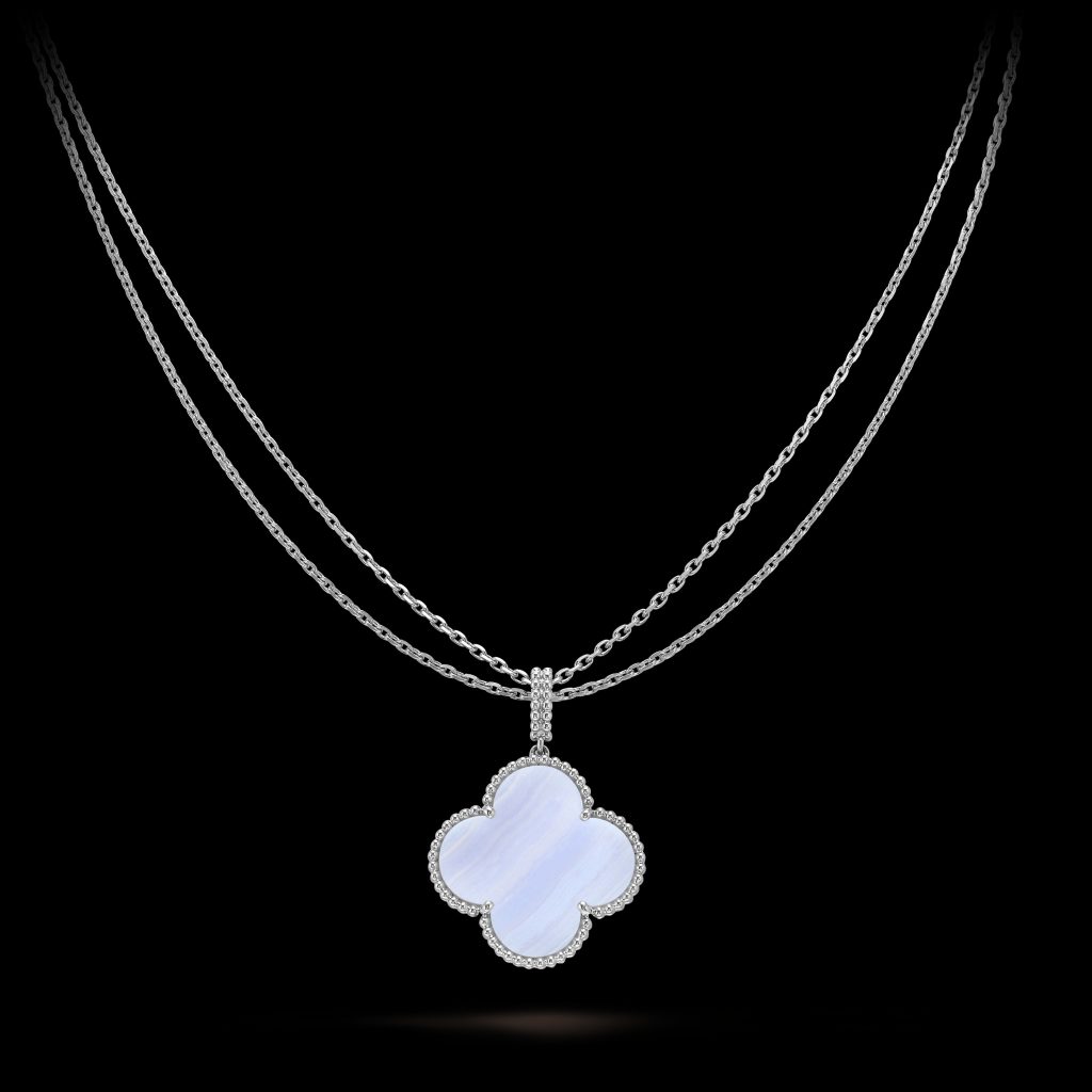 Vòng Cổ Van Cleef & Arpels Alhambra Magic Vàng Trắng Đá Mã Não Dài 90cm (2)