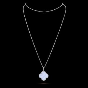 Vòng Cổ Van Cleef & Arpels Alhambra Magic Vàng Trắng Đá Mã Não Dài 90cm (2)