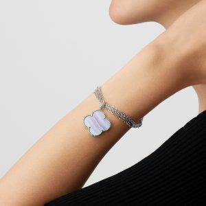 Vòng Cổ Van Cleef & Arpels Alhambra Magic Vàng Trắng Đá Mã Não Dài 90cm (2)