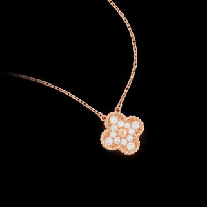 Vòng Cổ Van Cleef & Arpels Alhambra Vàng Hồng Kim Cương Tự Nhiên 42cm (4)