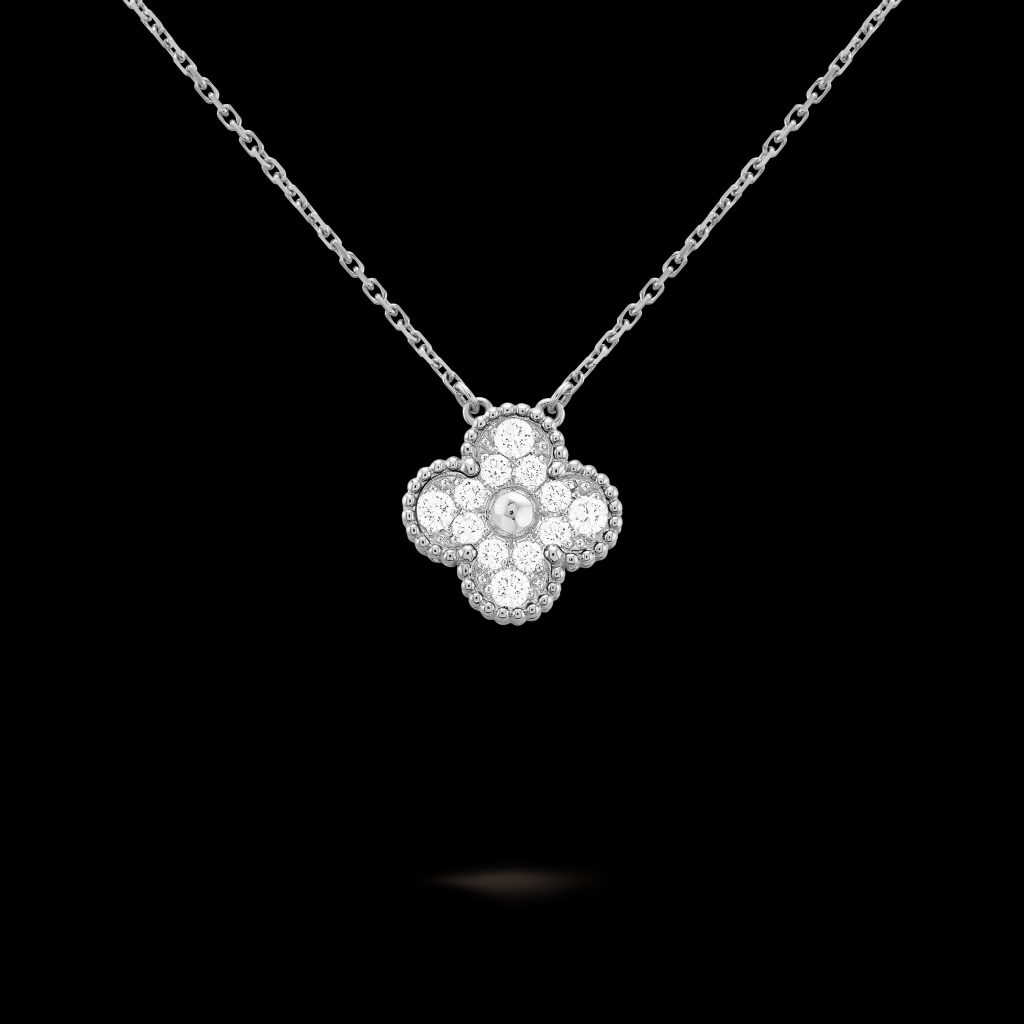 Vòng Cổ Van Cleef & Arpels Alhambra Vàng Trắng Kim Cương Tự Nhiên (3)