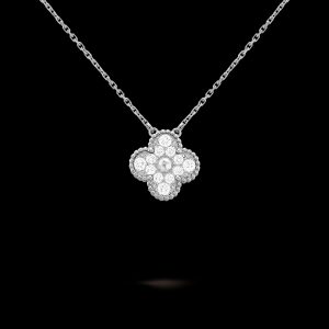 Vòng Cổ Van Cleef & Arpels Alhambra Vàng Trắng Kim Cương Tự Nhiên (3)