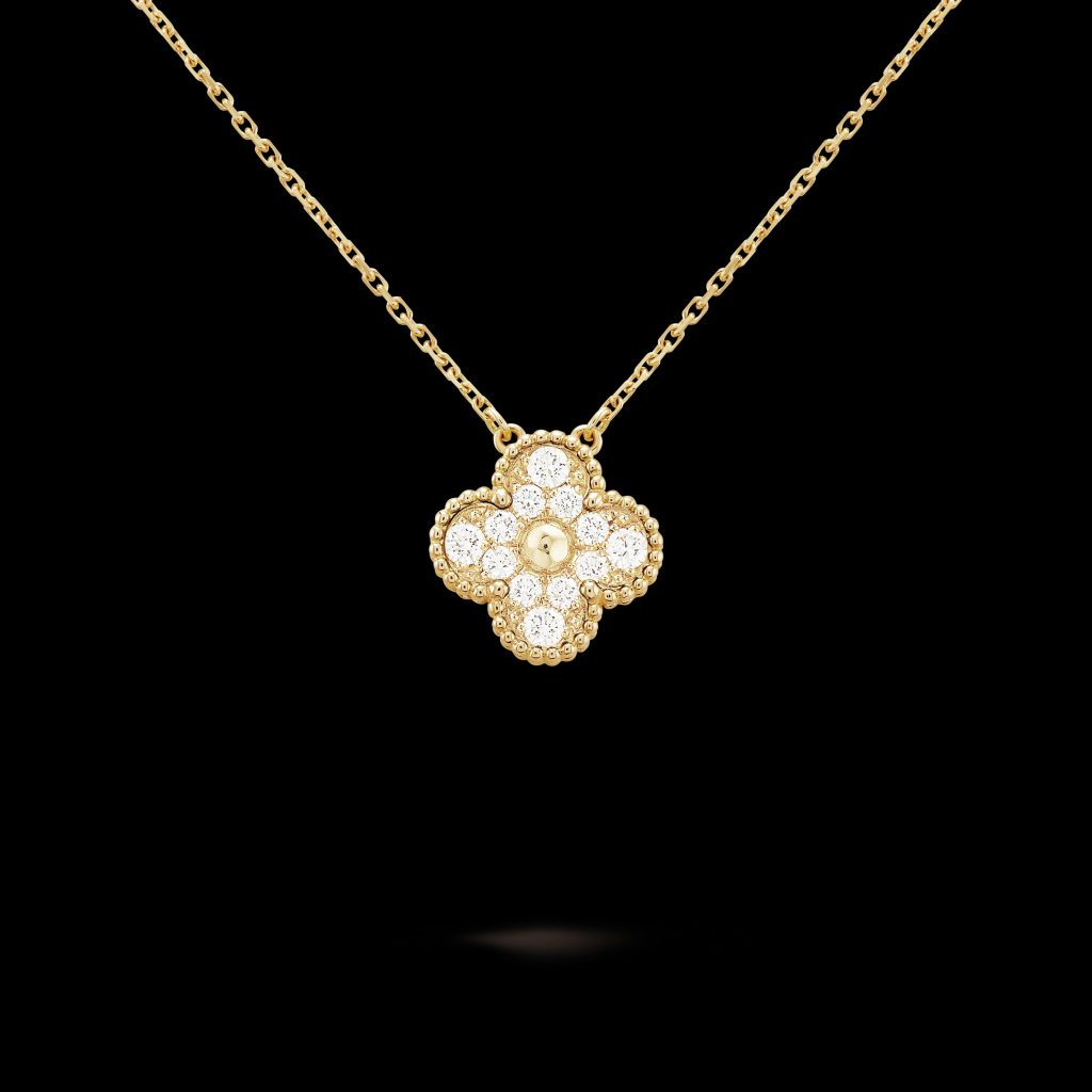 Vòng Cổ Van Cleef & Arpels Alhambra Vàng Vàng Kim Cương Tự Nhiên 42cm (2)