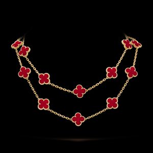 Vòng Cổ Van Cleef & Arpels Chế Tác Đá Mã Não Đỏ Vàng Vàng 18K 86cm (1)