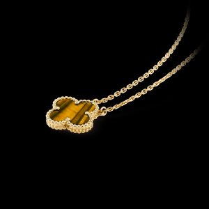 Vòng Cổ Van Cleef & Arpels Đá Mắt Hổ Vàng Vàng 18K Chế Tác 42cm (1)