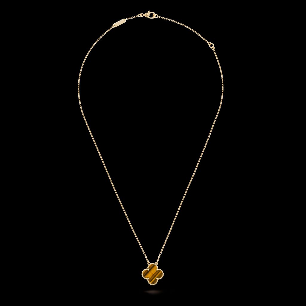 Vòng Cổ Van Cleef & Arpels Đá Mắt Hổ Vàng Vàng 18K Chế Tác 42cm (1)