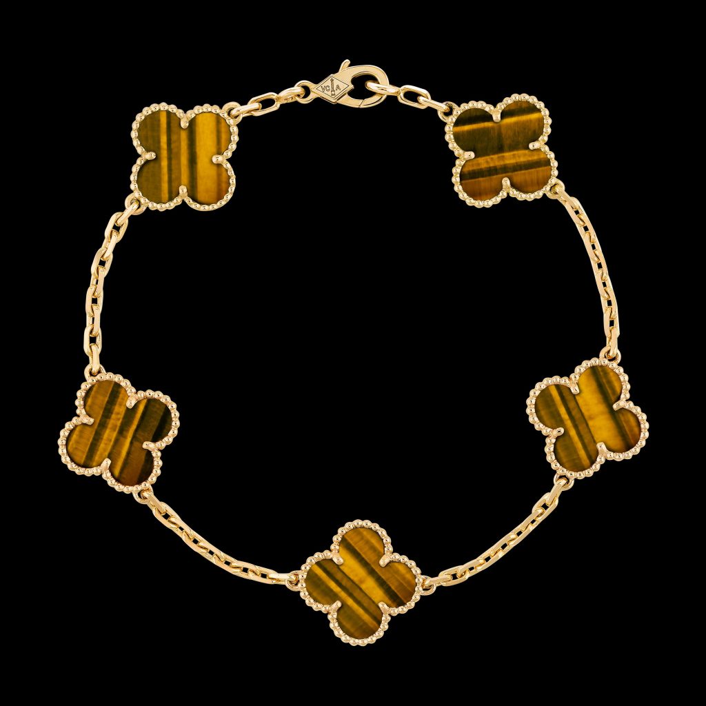 Vòng Tay Van Cleef & Arpels Đá Mắt Hổ Vàng Vàng 18K Chế Tác 19cm (1)