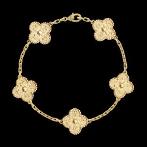 Vòng Tay Van Cleef & Arpels Vintage Alhambra 5 Họa Tiết Vàng Vàng Chế Tác