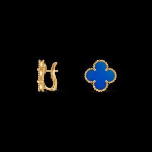 Bông Tai Van Cleef & Arpels Đá Mã Não Xanh Chế Tác Hong Kong 15mm (1)