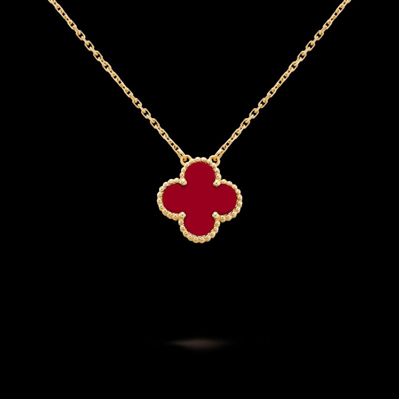 Vòng Cổ Van Cleef & Arpels Chế Tác Vàng Vàng 18K Đá Mã Não Màu Đỏ 42cm (3)