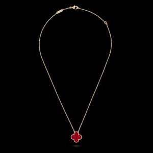Vòng Cổ Van Cleef & Arpels Chế Tác Vàng Vàng 18K Đá Mã Não Màu Đỏ 42cm (3)