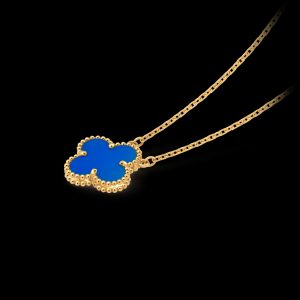 Vòng Cổ Van Cleef & Arpels Chế Tác Vàng Vàng 18K Đá Mã Não Xanh Dương 42cm (4)