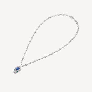 Dây Chuyền Bvlgari Serpenti Chế Tác Kim Cương Đá Quý Tự Nhiên Vàng Trắng 18K 43cm