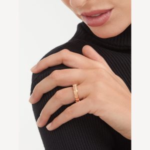 Nhẫn Cưới Bvlgari Serpenti Viper Chế Tác Hong Kong Vàng Hồng 18K Bản Lớn (1)