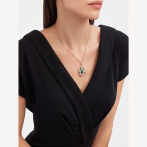 Vòng Cổ Bvlgari Serpenti Seduttori Chế Tác Vàng Hồng Kim Cương Đá Quý Tự Nhiên 43-45cm (2)