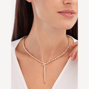 Vòng Cổ Bvlgari Serpenti Viper Demi Pavé Diamonds Chế Tác Vàng 18K Kim Cương (1)