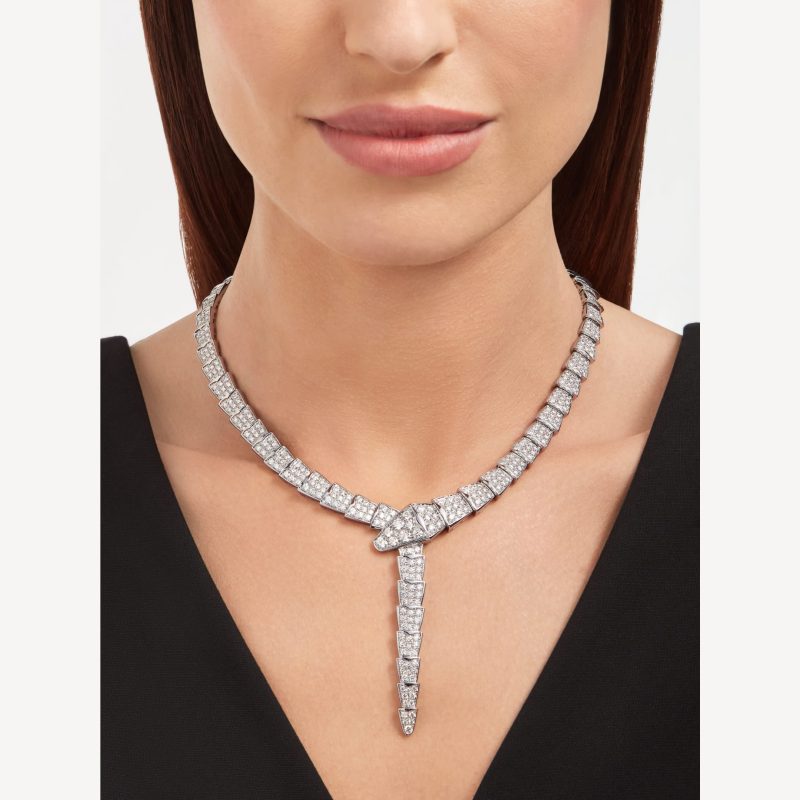 Vòng Cổ Bvlgari Serpenti Viper Full Pavé Diamonds Chế Tác Vàng 18K Kim Cương (2)