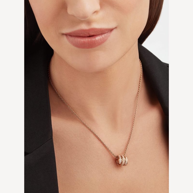 Vòng Cổ Bvlgari Serpenti Viper Full Pavé Diamonds Vàng Hồng 18K Kim Cương Tự Nhiên (4)