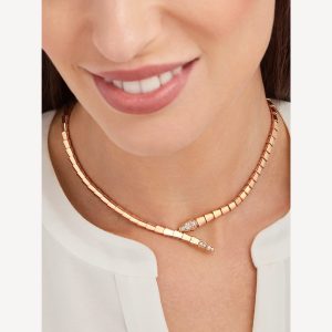 Vòng Cổ Bvlgari Serpenti Viper Vàng Hồng 18K Kim Cương Thiên Nhiên Dài 34cm (2)