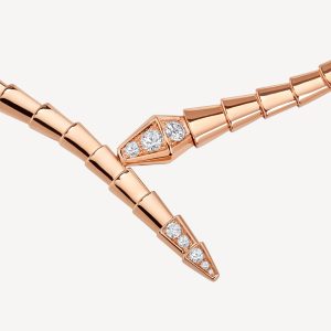Vòng Cổ Bvlgari Serpenti Viper Vàng Hồng 18K Kim Cương Thiên Nhiên Dài 34cm (2)