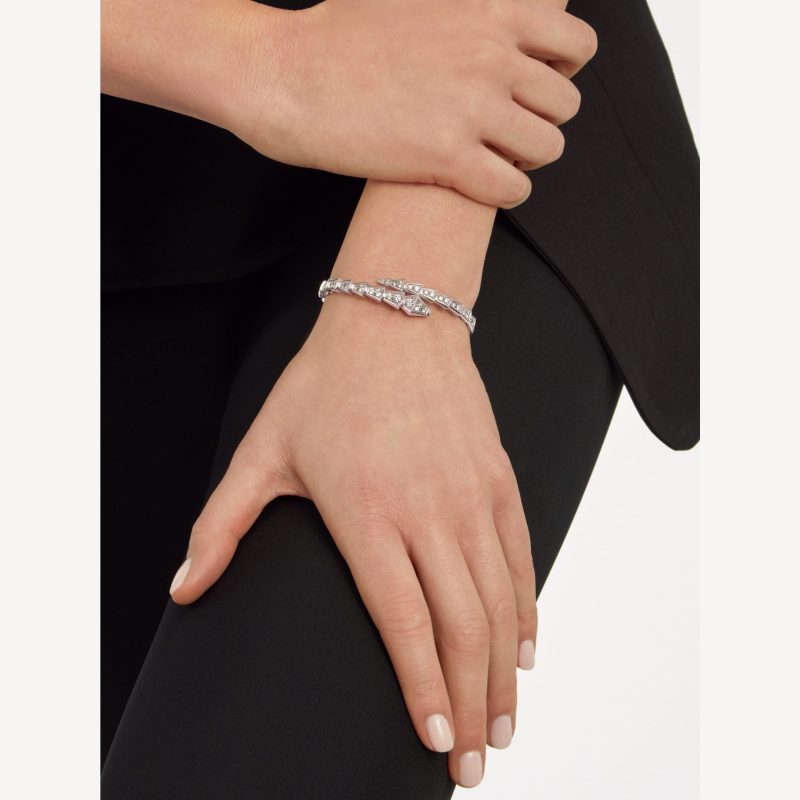Vòng Tay Serpenti Viper Full Pavé Diamonds Vàng Trắng 18K Kim Cương Tự Nhiên (1)