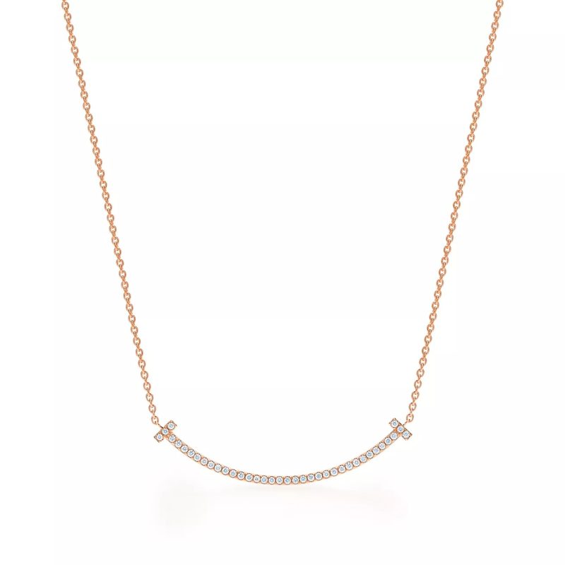 Dây Chuyền Tiffany & Co Smile Chế Tác Vàng Hồng 18K Kim Cương Tự Nhiên 40cm (2)