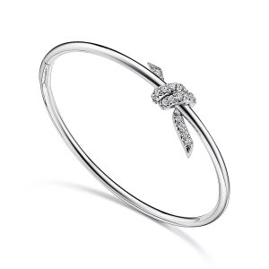 Lắc Tay Tiffany & CO Knot Wire Bangle Chế Tác Vàng Trắng 18K Kim Cương Tự Nhiên (1)