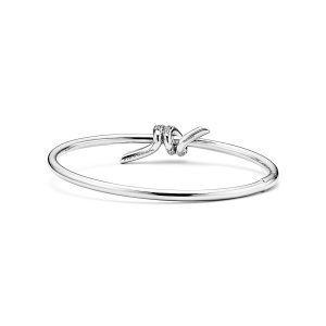 Lắc Tay Tiffany & CO Knot Wire Bangle Chế Tác Vàng Trắng 18K Kim Cương Tự Nhiên (1)