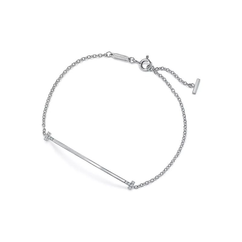 Vòng Tay Tay Tiffany & Co T Smile Chế Tác Vàng Trắng 18K Đính Kim Cương Tự Nhiên (4)