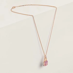 Dây Chuyền Hermes Amulettes Constance Vàng Hồng 18K Đính Đá Sapphire Tự Nhiên (2)