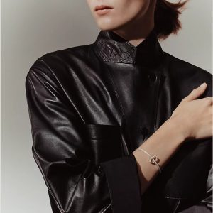 Lắc Tay Hermes Chaine D'ancre Contour Chế Tác Vàng Trắng 18K Đính Kim Cương Tự Nhiên (1)