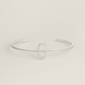 Lắc Tay Hermes Chaine D'ancre Contour Chế Tác Vàng Trắng 18K Đính Kim Cương Tự Nhiên (1)