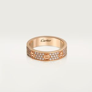 Nhẫn Cartier Love Đính Full Kim Cương Thiên Nhiên 3 Hàng Chế Tác Hong Kong