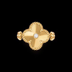 Nhẫn Van Cleef & Apels Vintage Alhambra Reversible Chế Tác Vàng 18K Kim Cương Đá Mã Não Xanh (1)